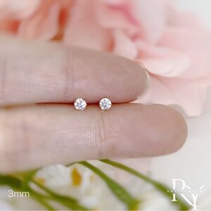 Screw back Studs/Solitaire CZ Studs Earrings/balls back-ESB006 Gold 3mm